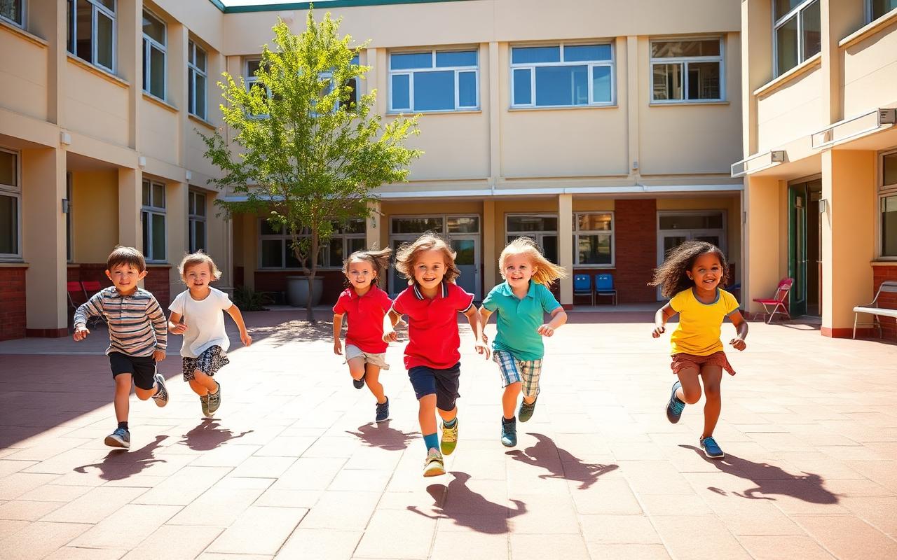Niños jugando en el patio del colegio